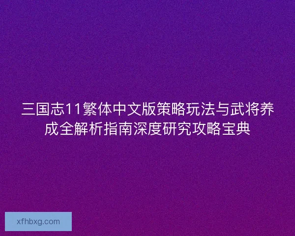 三国志11繁体中文版策略玩法与武将养成全解析指南深度研究攻略宝典