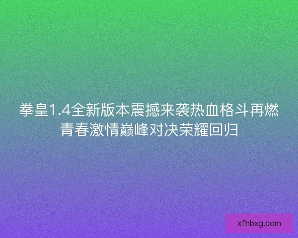 拳皇1.4全新版本震撼来袭热血格斗再燃青春激情巅峰对决荣耀回归