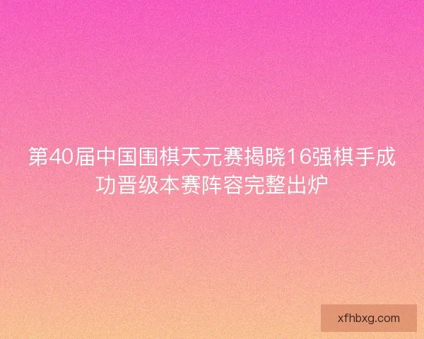 第40届中国围棋天元赛揭晓16强棋手成功晋级本赛阵容完整出炉